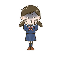 げっそりする女の子　ポーズ　イラスト