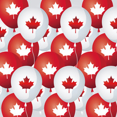 pattern of balloons helium with maple leafs canada