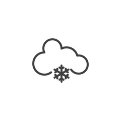 Snowing cloud line icon. linear style sign for mobile concept and web design. Cloud and snowflake outline vector icon. Forecast weather symbol, logo illustration. Vector graphics