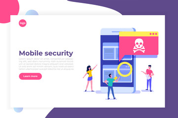Smartphone virus malware trojan notification or alert. Hacker attack, Mobile security vector concept.