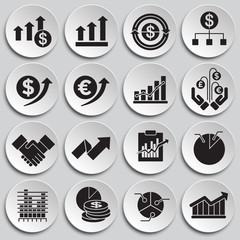 Business related icons set on background for graphic and web design. Simple illustration. Internet concept symbol for website button or mobile app.