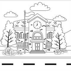 School building design vector illustrator