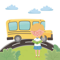 School bus and girl design