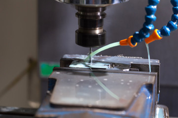 Milling metalworking process. Industrial CNC metal machining .