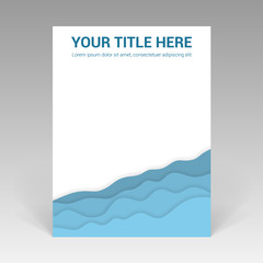 Abstract Flyer with Blue Papercut Design