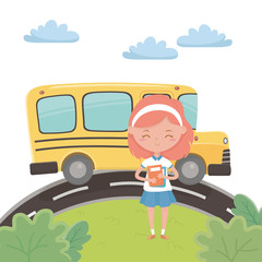 School bus and girl design