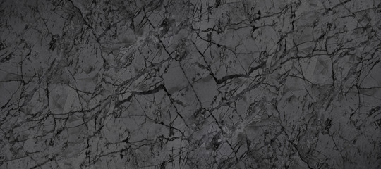 Black and white marble panorama texture background. Dark black marble panoramic texture surface
