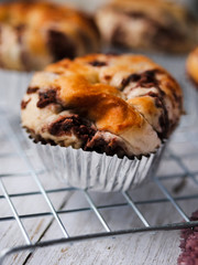 Homemade red bean breads on table.