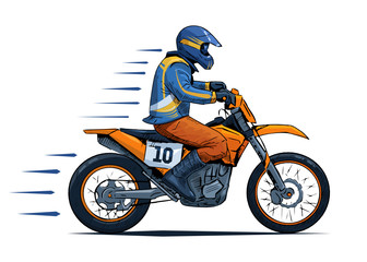 Fototapeta na wymiar Vector illustration of a man riding motorcycle. Beautiful sport themed poster. Extreme sports, off road, motocross racer, summer sports, abstract background.
