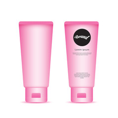 Pink tube mock-up for cream, lotion, gel, tooth paste, sauce, glue, paint. Packaging design. cosmetics product. vector illustration.