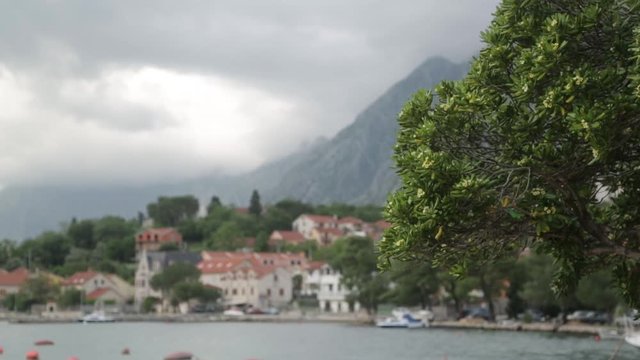 Attractions and the coastal town of Kotor. Panorama of the Gulf in Montenegro, Kindness.