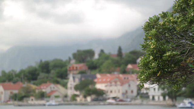 Attractions and the coastal town of Kotor. Panorama of the Gulf in Montenegro, Kindness.