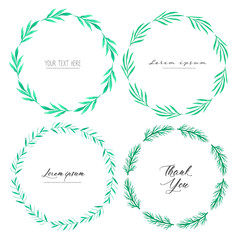 Leaves watercolor circle frame, Minimalistic vector frame with leaves watercolor, Botanical composition, Decorative element for wedding card, Invitations Vector illustration.