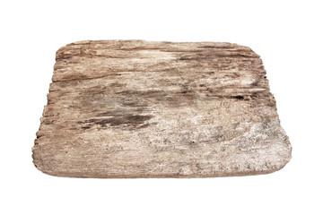 Gradient old wood board isolated on white background. Old nature weathered wood plank isolated