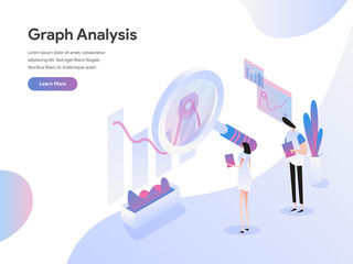 Landing page template of Graph Analysis Isometric Illustration Concept. Isometric flat design concept of web page design for website and mobile website.Vector illustration