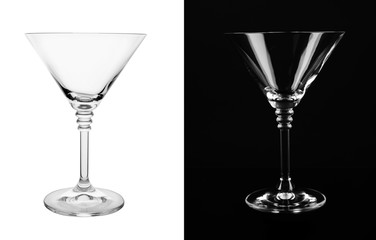 Clean empty martini glass isolated on white