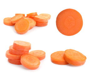 Fresh ripe carrot on white background. Wholesome vegetable