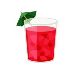 Red juice with a glass. Vector illustration on white background