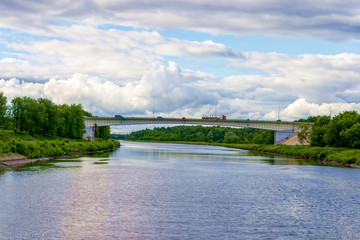 Fototapeta premium Channel named Moscow view on the picturesque bridge from the shi