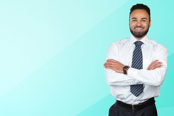 Handsome cheerful african american executive business man