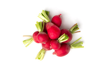 Red radish isolated on white background.
