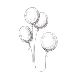 Balloons sketch. Hand-drawn black air balloons, isolated on white background. © Татьяна Петрова