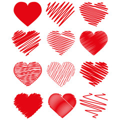  Hearts set. Different style and shape for design.