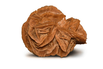 Large desert rose (about 30 cm across), isolated on white. A type of gypsum.