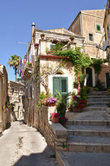 A small street in the city of Modica in Sicily