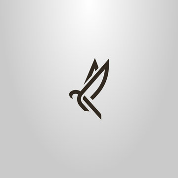 recommend clip art: black and white simple vector line art sign of an abstract flying bird