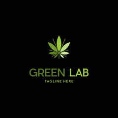 Cannabis lab logo template, Nature fresh icon, leaf design vector illustration, Green Lab Marijuana Logo Template