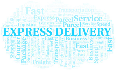 Fototapeta premium Express Delivery word cloud. Wordcloud made with text only.
