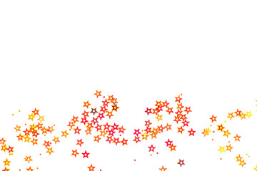 Bunch of colored stars on white background.