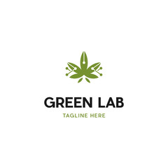 Cannabis lab logo template, Nature fresh icon, leaf design vector illustration, Green Lab Marijuana Logo Template