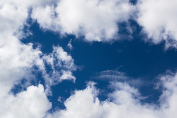 Blue sky with thick clouds on a sunny day