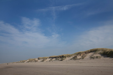 Fototapeta na wymiar Dunes at Dutch coast. Northsea. Clouds and sky. Beach at Julianadorp Netherlands