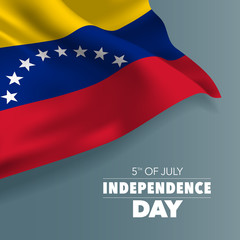Venezuela happy independence day greeting card, banner, vector illustration
