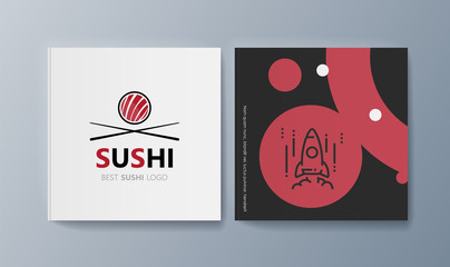 Set of brochures Sushi for marketing the promotion goods and services on market