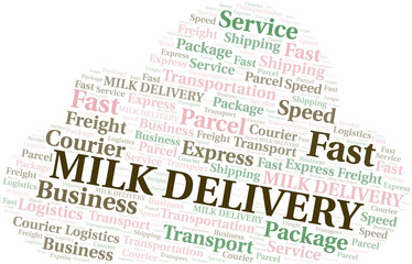 Milk Delivery word cloud. Wordcloud made with text only.