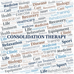 Consolidation Therapy word cloud. Wordcloud made with text only.