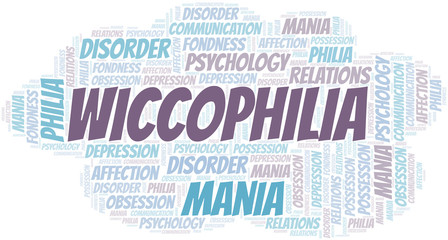 Fototapeta premium Wiccophilia word cloud. Type of Philia.