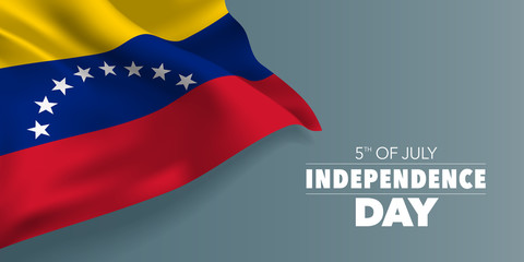 Venezuela happy independence day greeting card, banner with template text vector illustration