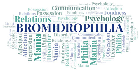 Obraz premium Bromidrophilia word cloud. Type of Philia.