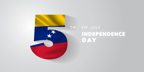 Venezuela happy independence day greeting card, banner, vector illustration