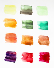 Color palette of watercolor stains