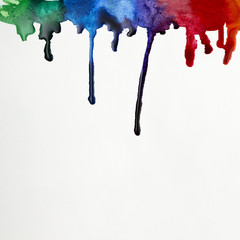 Watercolor brush strokes with rainbow colors