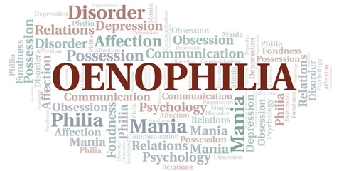 Oenophilia word cloud. Type of Philia.