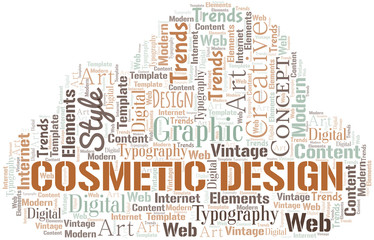 Cosmetic Design word cloud. Wordcloud made with text only.