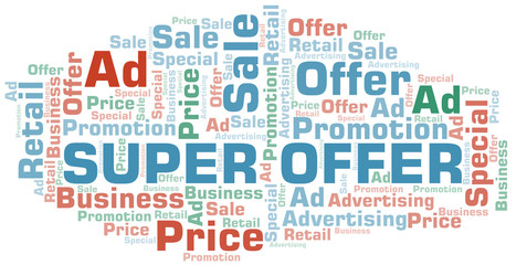 Super Offer word cloud. Wordcloud made with text only.