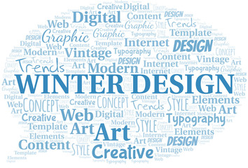 Fototapeta premium Winter Design word cloud. Wordcloud made with text only.